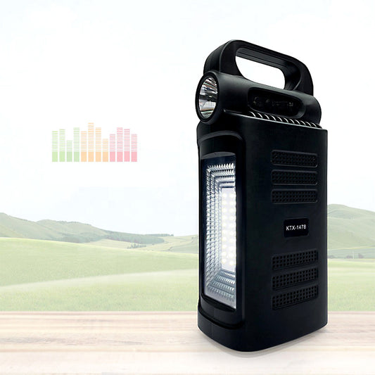 KTX-1478 Solar-Powered Dual 3 Inch Wireless Bluetooth Speaker with Integrated Emergency Light & Torch