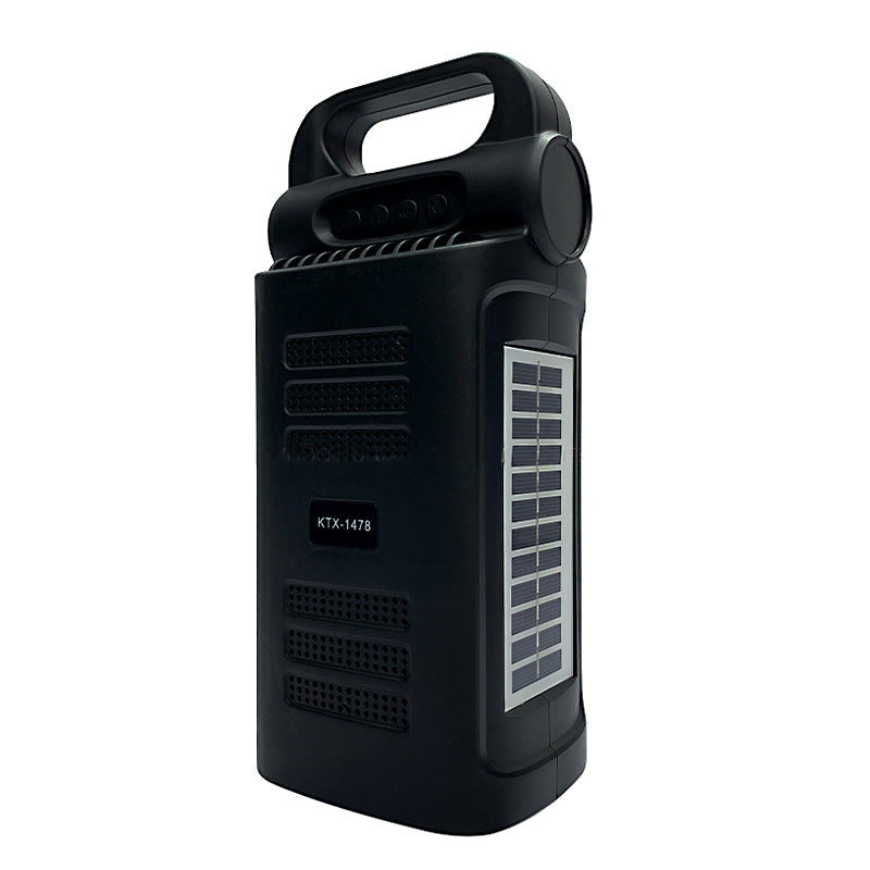 KTX-1478 Solar-Powered Dual 3 Inch Wireless Bluetooth Speaker with Integrated Emergency Light & Torch
