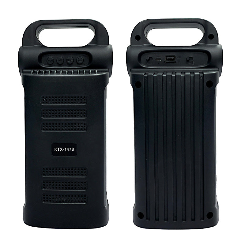 KTX-1478 Solar-Powered Dual 3 Inch Wireless Bluetooth Speaker with Integrated Emergency Light & Torch