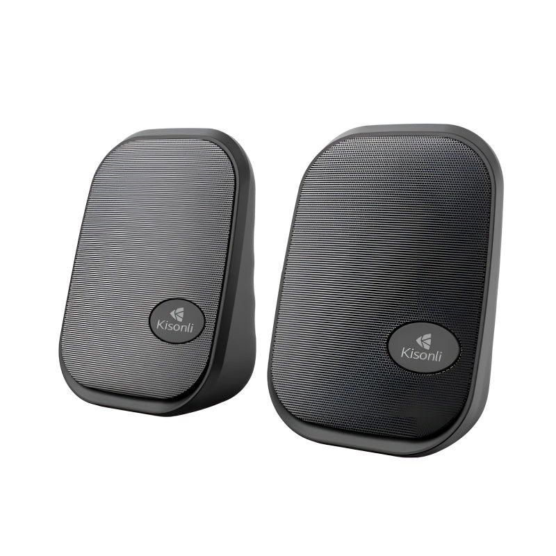 Kisonli KS-09 USB 2.0 Stereo Multimedia Speakers – Dual 3W Output, AUX & USB Powered, Compact Design for Desktop, Laptop, Mobile & Tablets