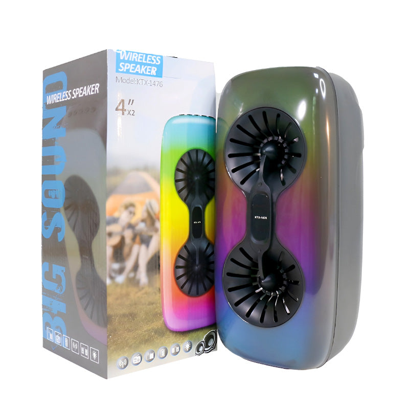KTX-1476 Dual 4 inch Portable Wireless Party Speaker with RGB Phantom Lighting
