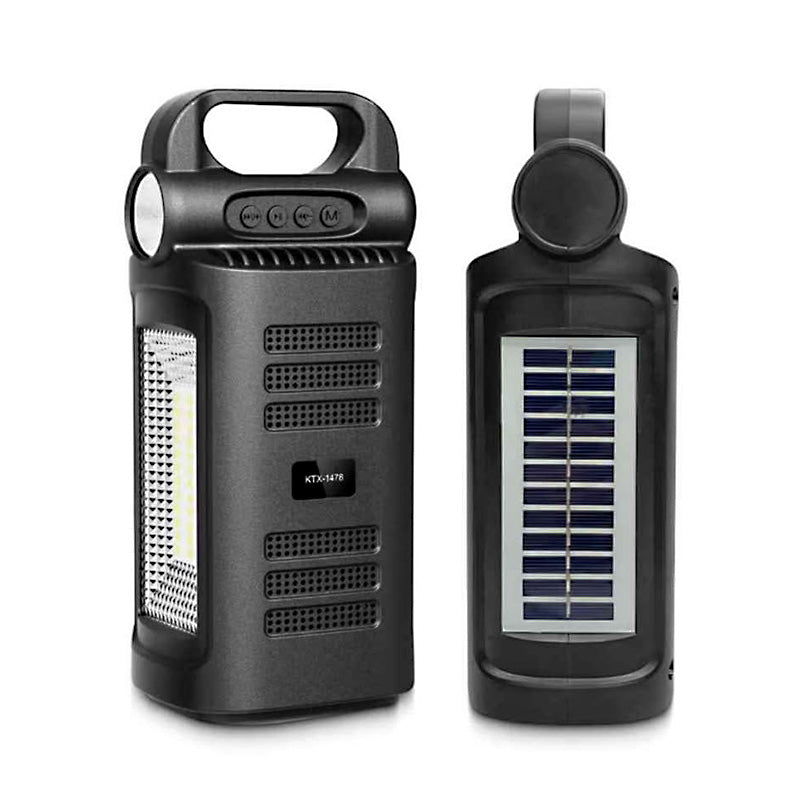 KTX-1478 Solar-Powered Dual 3 Inch Wireless Bluetooth Speaker with Integrated Emergency Light & Torch