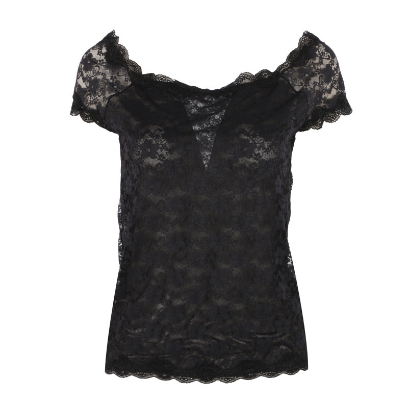 Premium Women’s Floral Full Lace Short Sleeve Tee Lace Top