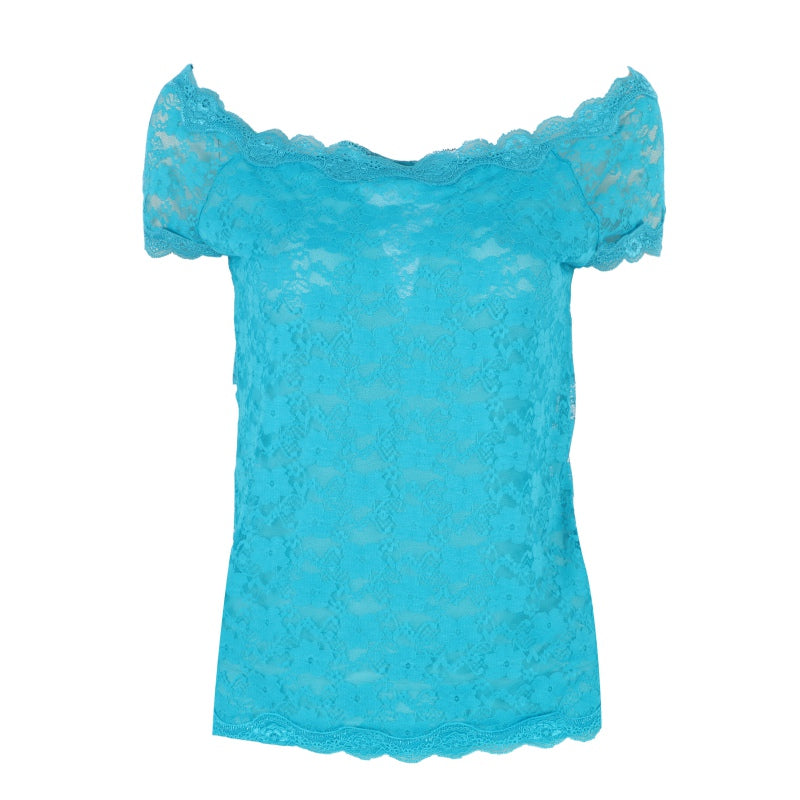 Premium Women’s Floral Full Lace Short Sleeve Tee Lace Top