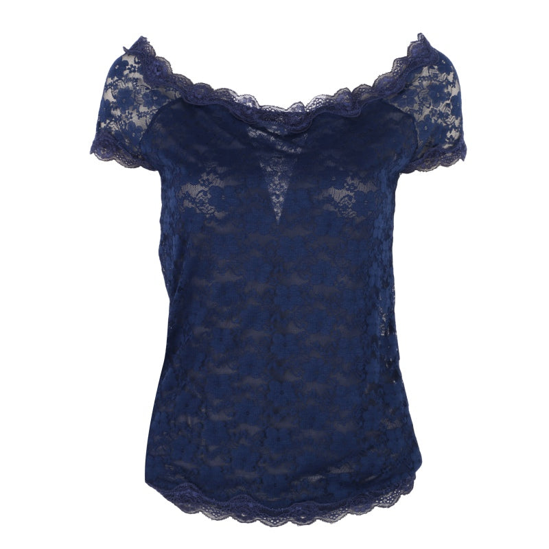 Premium Women’s Floral Full Lace Short Sleeve Tee Lace Top