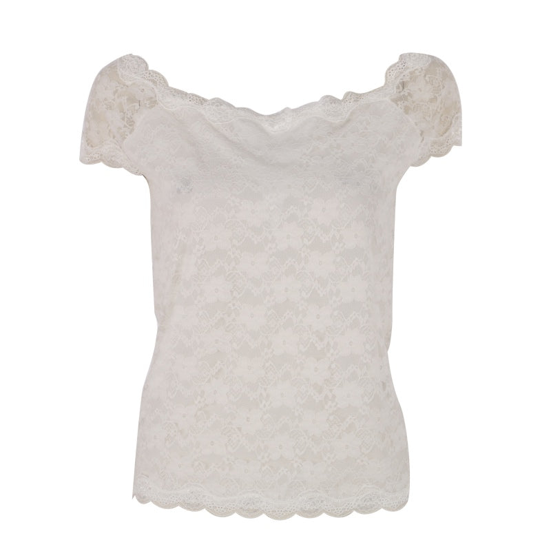 Premium Women’s Floral Full Lace Short Sleeve Tee Lace Top