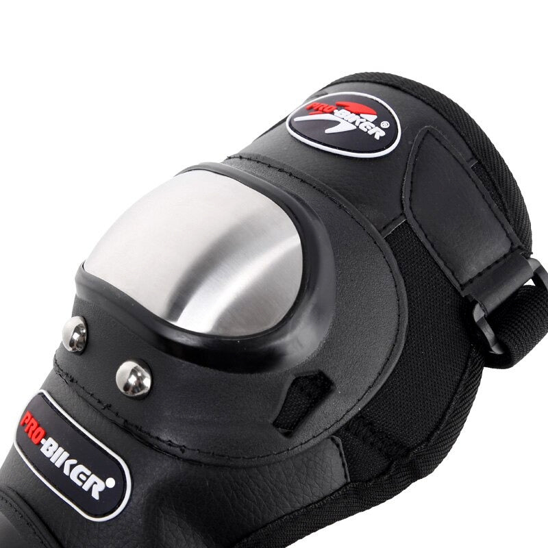 Pro Biker Motorcycle Knee & Elbow Guards – Adjustable Stainless Steel Protective Armor for Riding & Racing