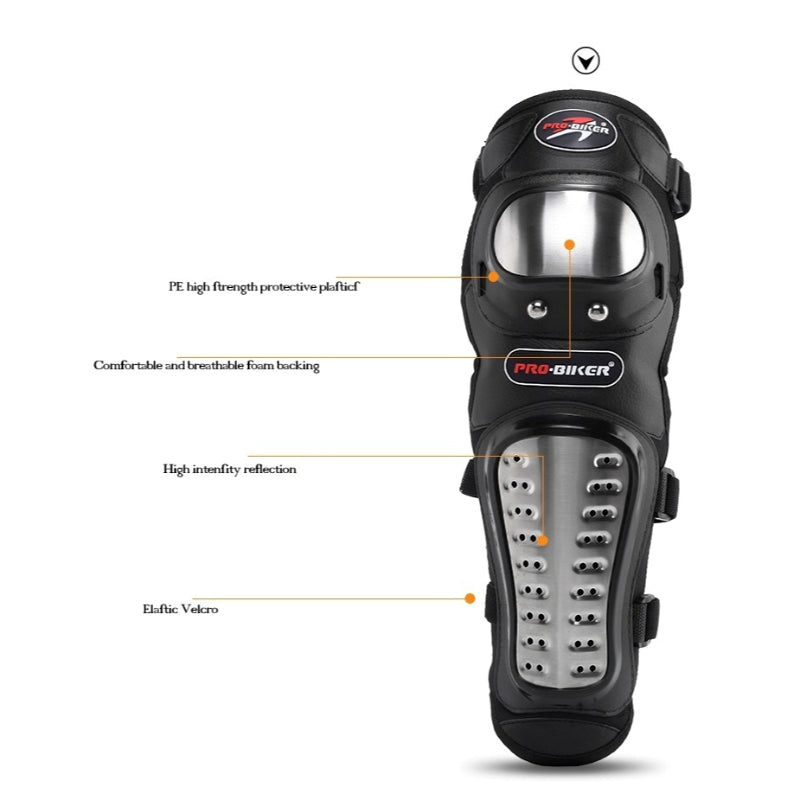 Pro Biker Motorcycle Knee & Elbow Guards – Adjustable Stainless Steel Protective Armor for Riding & Racing