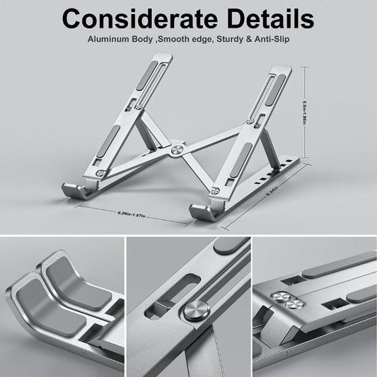 Portable Aluminium Lightweight Laptop Stand With 7 Adjustable Height Levels