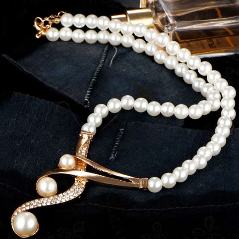 Elegant Hook Shape Faux Pearl & Rhinestone Wedding Jewelry Set
