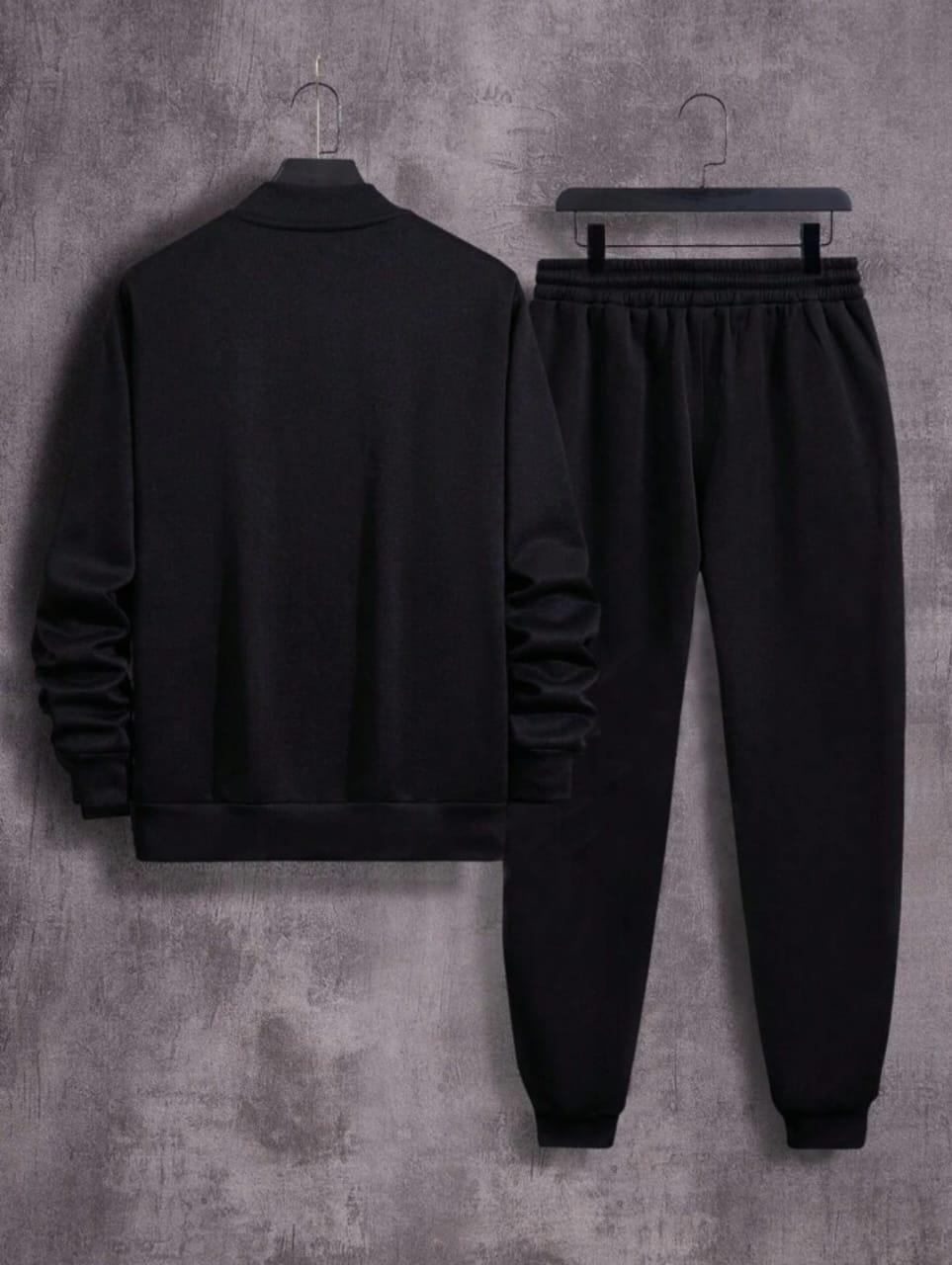 2pcs Men's Fleece Plain Ziper Track suit