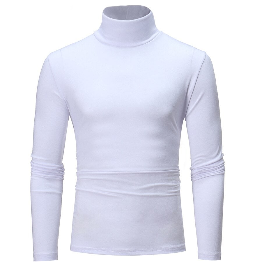 Mens Winter Warm Long Sleeve High Neck Pullover Top