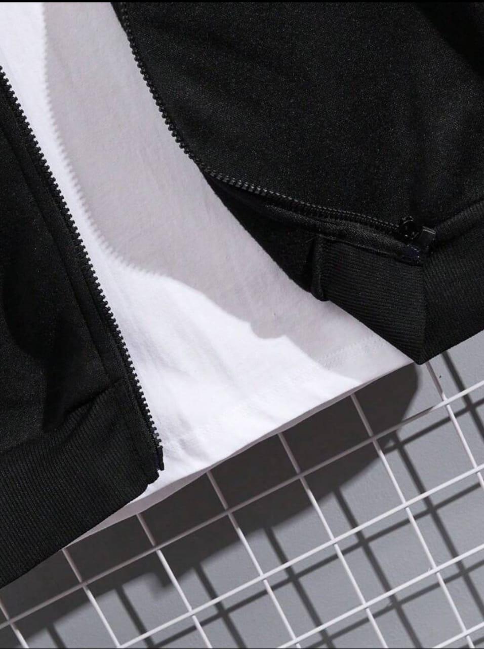 2pcs Men's Fleece Plain Ziper Track suit