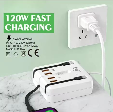 120W 4 Ports Desktop Charger Adapter Multifunction Power Strip USB Type C Charger Fast Charging For iPhone Xiaomi Samsung Huawei
120W 4 Ports Desktop Charger Adapter Multifunction Power Strip USB Type C Charger Fast Charging For iPhone Xiaomi Samsung Huaw