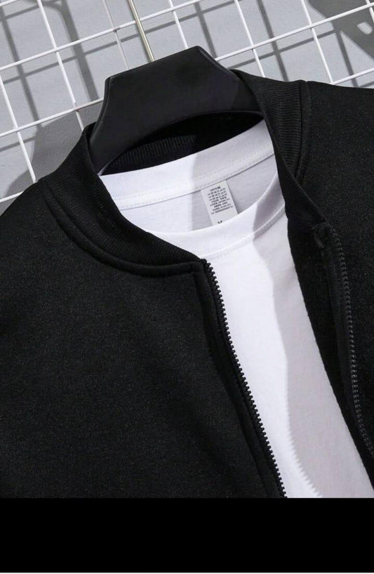 2pcs Men's Fleece Plain Ziper Track suit