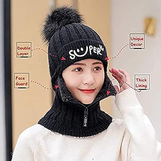 Zipper winter cap Thick Windproof Face Cover Zip Hood Neck