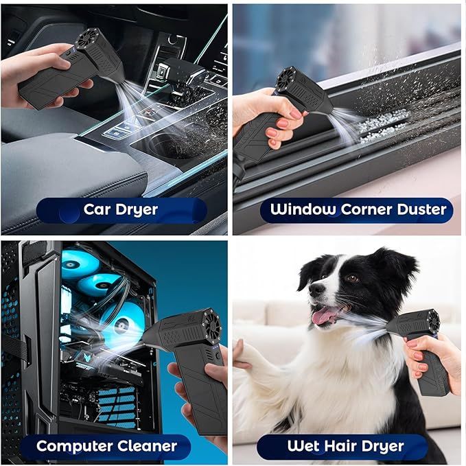 Supwell Jet Blower Dry Blower 130000 RPM Portable Cordless Mini Jet Fan with 3 Speed Modes